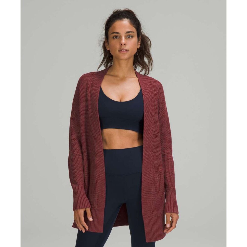 Lululemon Cashlu Cardigan Sweater Wrap Burgandy Womens Size XS/Small Cashmere